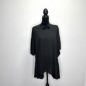 Sejour Women’s Black Sheer Oversized Top - Plus Size 2X